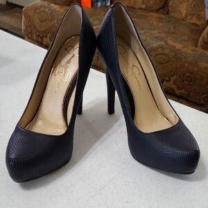 Jessica Simpson PARISAH black textured platform heels size 7